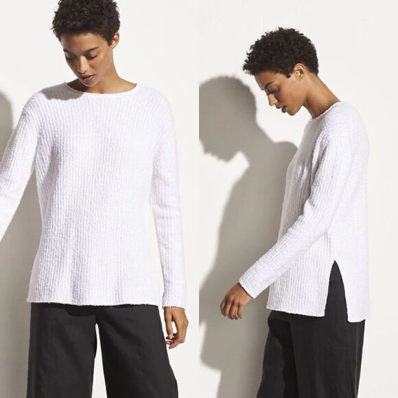 Vince $325 Texture Rib Tunic in Optic White - Picture 1 of 10